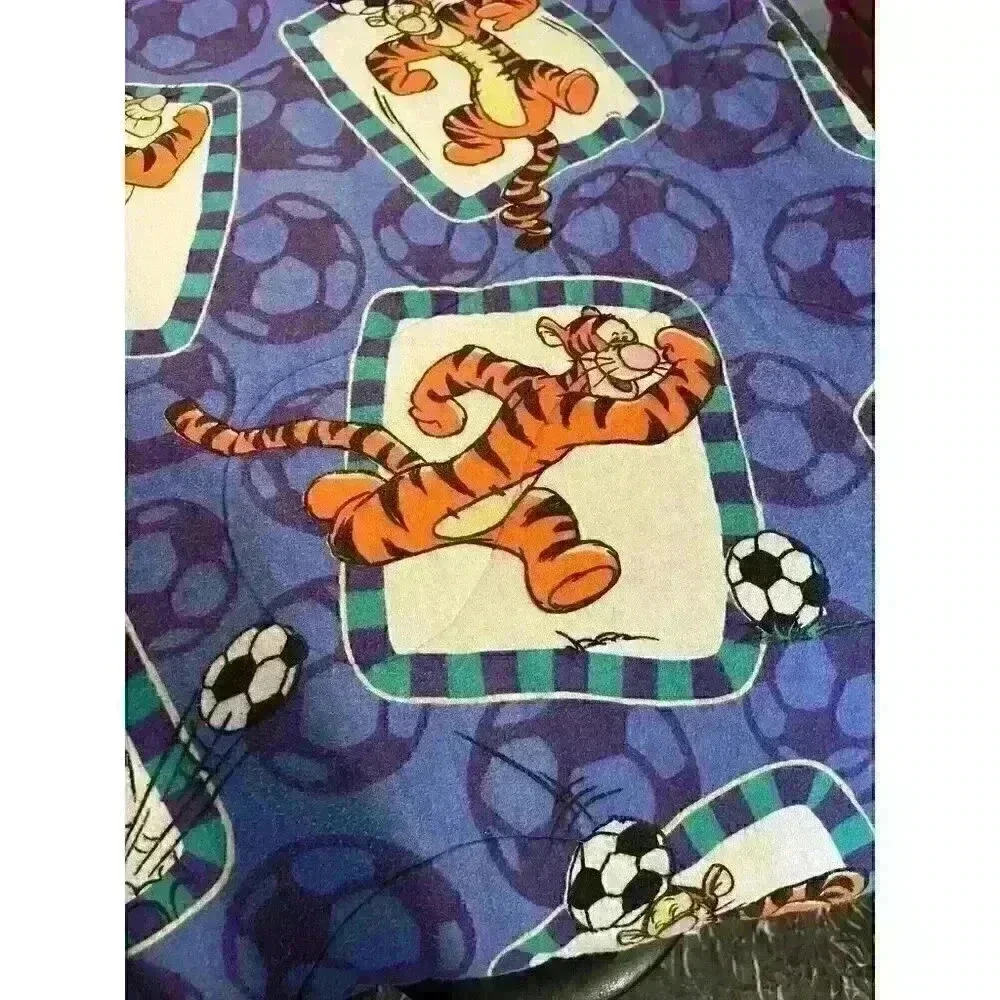 Vintage Disney Pooh Double Sided Twin Comforter Tigger with Soccer Ball 7' x 5'